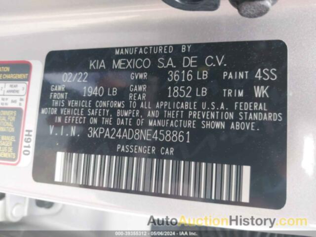 KIA RIO LX, 3KPA24AD8NE458861