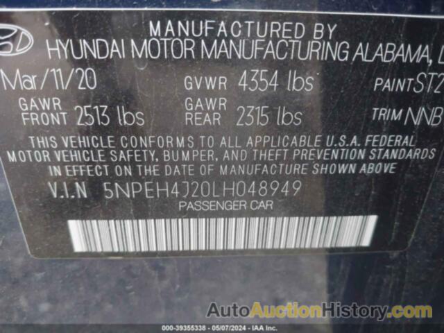 HYUNDAI SONATA LIMITED, 5NPEH4J20LH048949