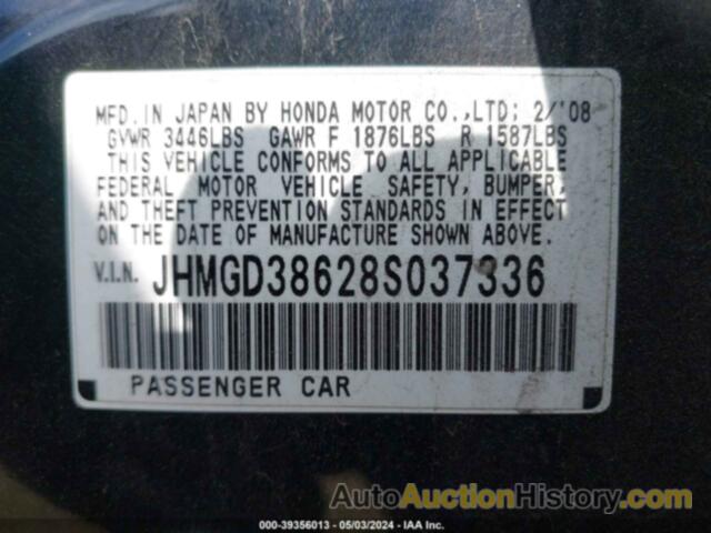 HONDA FIT SPORT, JHMGD38628S037336