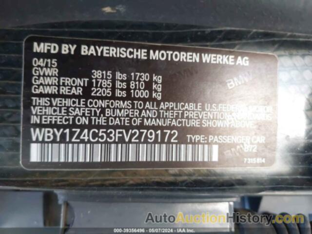 BMW I3 BASE W/RANGE EXTENDER, WBY1Z4C53FV279172