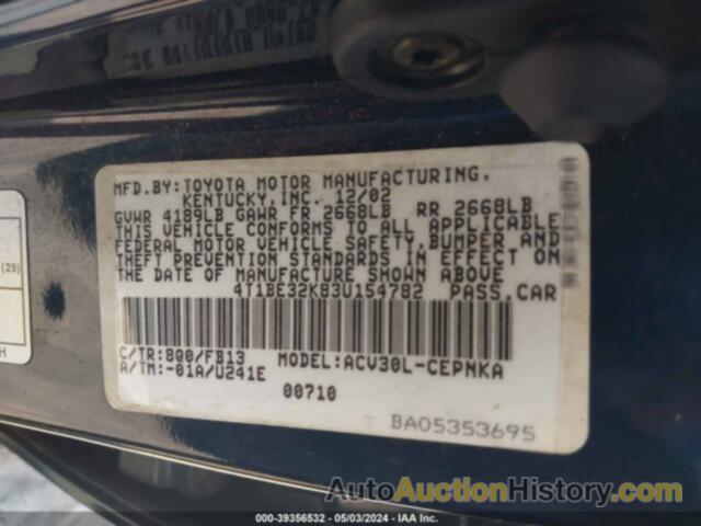 TOYOTA CAMRY LE/SE/XLE, 4T1BE32K83U154782