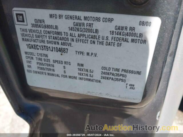 GMC YUKON SLT, 1GKEC13T91J104687