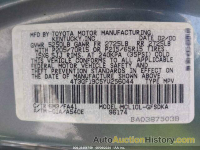 TOYOTA SIENNA CE, 4T3GF19C5YU256044