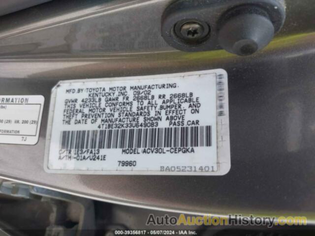 TOYOTA CAMRY LE/SE/XLE, 4T1BE32K33U649083