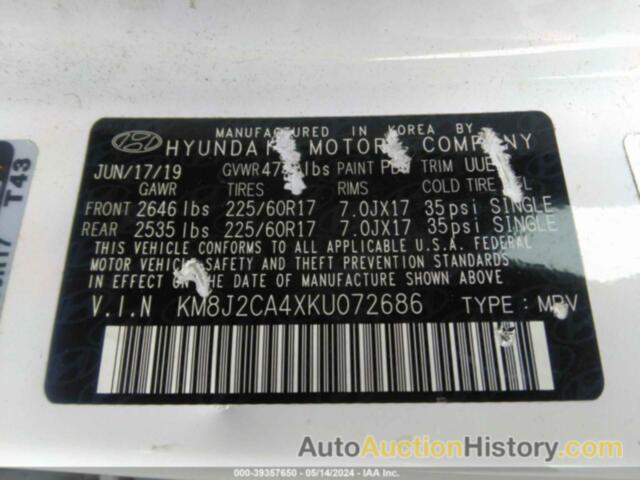 HYUNDAI TUCSON SE, KM8J2CA4XKU072686