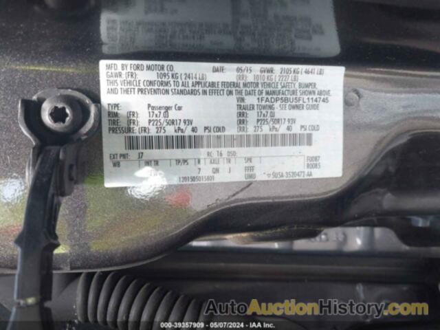 FORD C-MAX HYBRID SEL, 1FADP5BU5FL114745