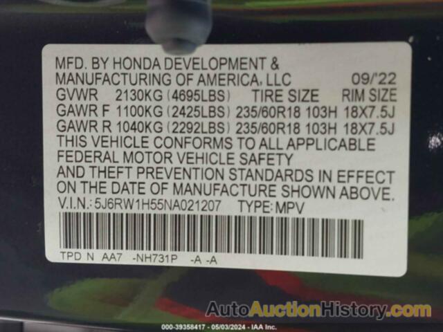 HONDA CR-V 2WD EX, 5J6RW1H55NA021207
