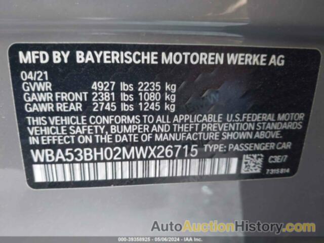 BMW 530 I, WBA53BH02MWX26715