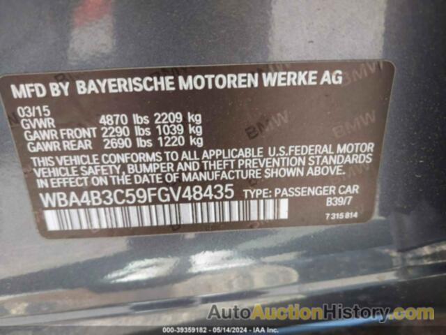 BMW 435I GRAN COUPE XDRIVE, WBA4B3C59FGV48435