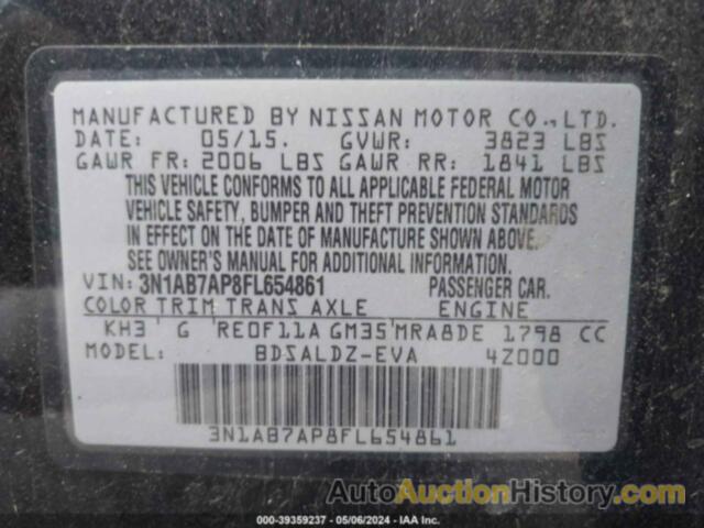 NISSAN SENTRA FE+ S/S/SL/SR/SV, 3N1AB7AP8FL654861