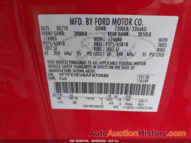 FORD F150 SUPER CAB, 1FTFX1EVSAFB70685