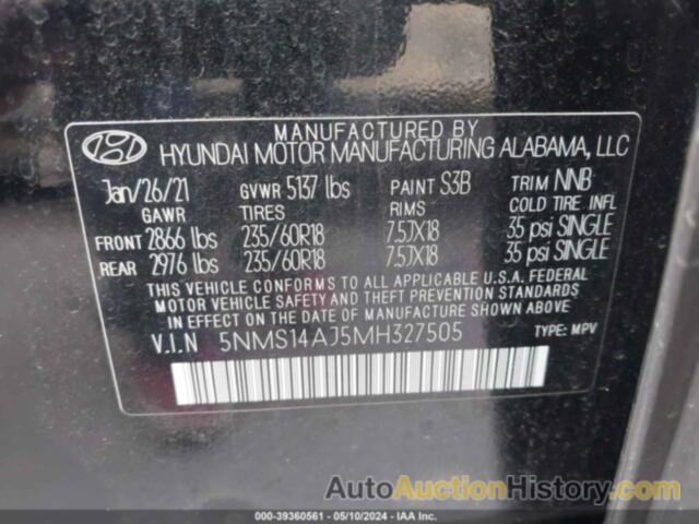 HYUNDAI SANTA FE SE, 5NMS14AJ5MH327505