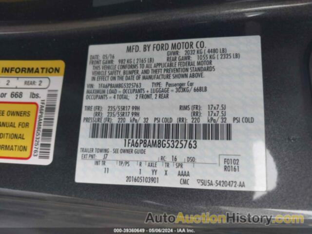 FORD MUSTANG V6, 1FA6P8AM8G5325763