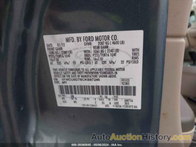 FORD ESCAPE XLT, 1FMCU9D78CKB87246