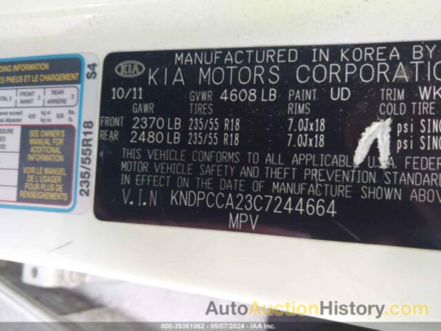 KIA SPORTAGE EX, KNDPCCA23C7244664