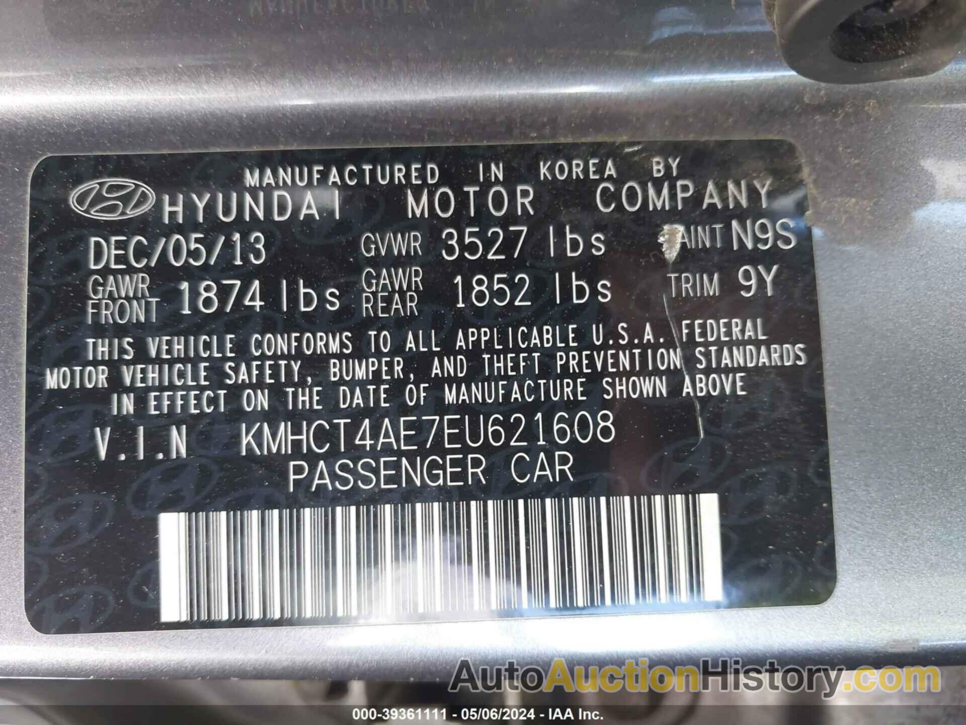 HYUNDAI ACCENT GLS, KMHCT4AE7EU621608