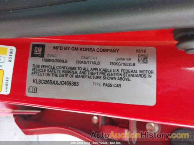 CHEVROLET SPARK LS, KL8CB6SAXJC469363