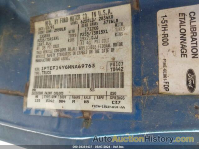 FORD F150, 1FTEF14Y6MNA69763