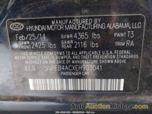 HYUNDAI SONATA GLS, 5NPEB4ACXEH903041