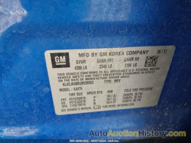 BUICK ENCORE PREFERRED, KL4CJASB9JB539263