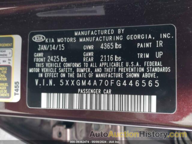 KIA OPTIMA LX, 5XXGM4A70FG446565