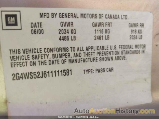 BUICK CENTURY CUSTOM, 2G4WS52J611111581