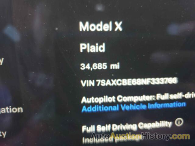 TESLA MODEL X PLAID TRI MOTOR ALL-WHEEL DRIVE, 7SAXCBE68NF333766