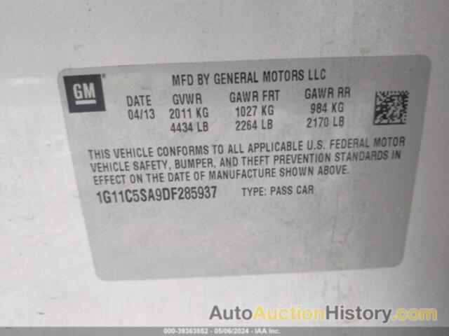 CHEVROLET MALIBU 1LT, 1G11C5SA9DF285937