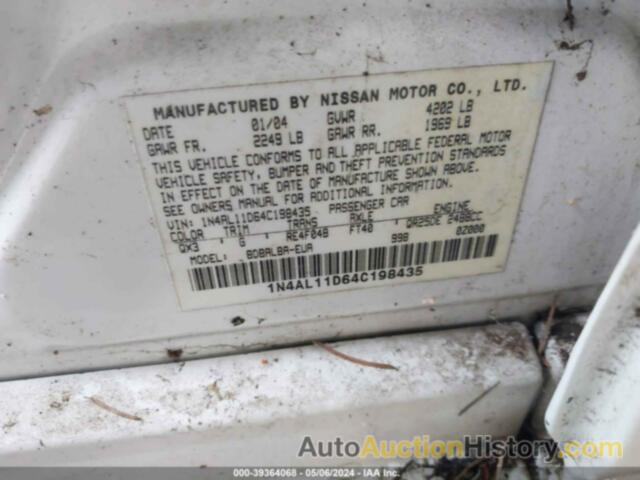 NISSAN ALTIMA 2.5 S, 1N4AL11D64C198435