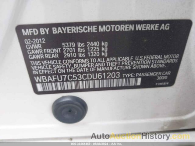 BMW 535I XDRIVE, WBAFU7C53CDU61203