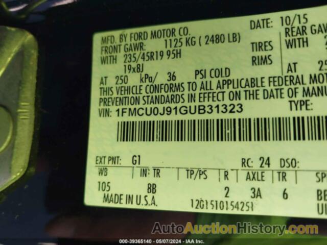 FORD ESCAPE TITANIUM, 1FMCU0J91GUB31323