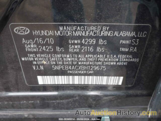 HYUNDAI SONATA GLS, 5NPEB4ACXBH129675