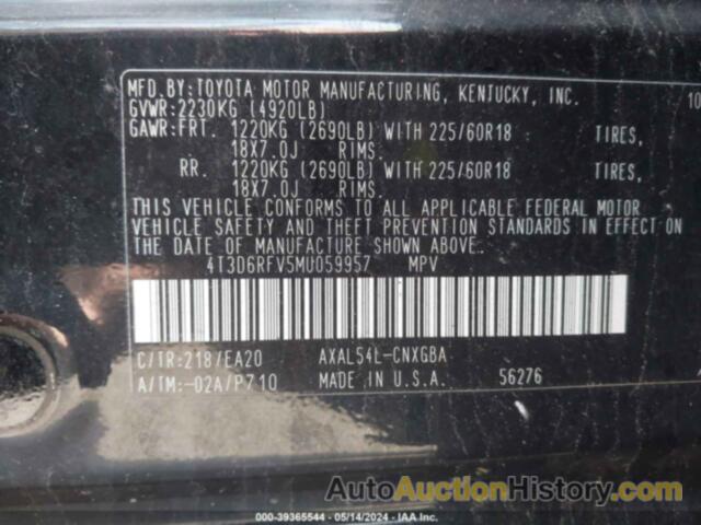 TOYOTA RAV4 LIMITED, 4T3D6RFV5MU059957