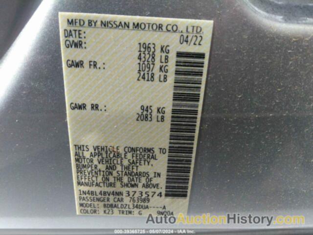 NISSAN ALTIMA S FWD, 1N4BL4BV4NN373574