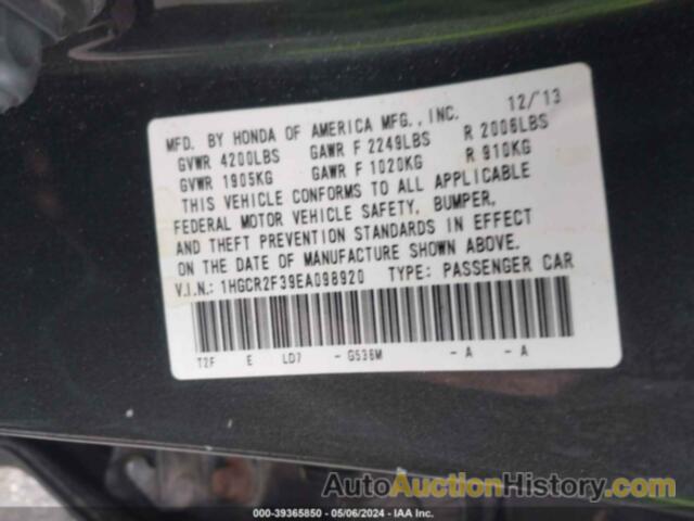 HONDA ACCORD LX, 1HGCR2F39EA098920