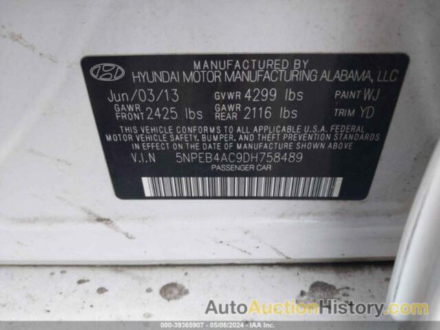 HYUNDAI SONATA GLS, 5NPEB4AC9DH758489