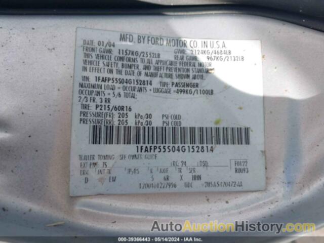 FORD TAURUS SES, 1FAFP55S04G152814