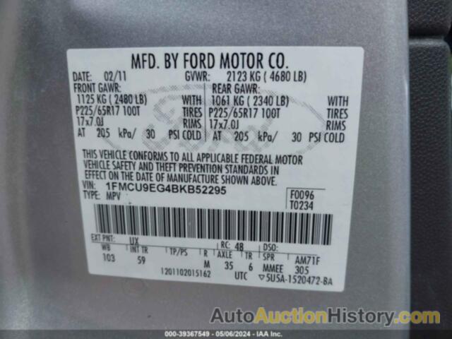 FORD ESCAPE LIMITED, 1FMCU9EG4BKB52295