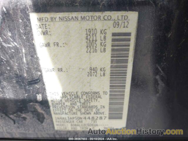 NISSAN ALTIMA 2.5 SV, 1N4AL3AP5DN448287