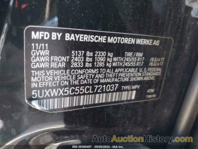 BMW X3 XDRIVE28I, 5UXWX5C55CL721037