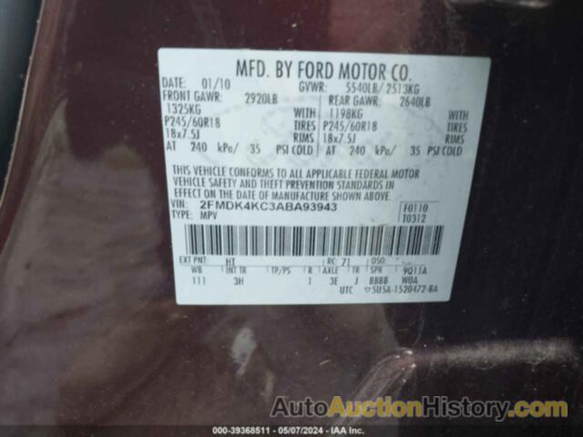 FORD EDGE LIMITED, 2FMDK4KC3ABA93943