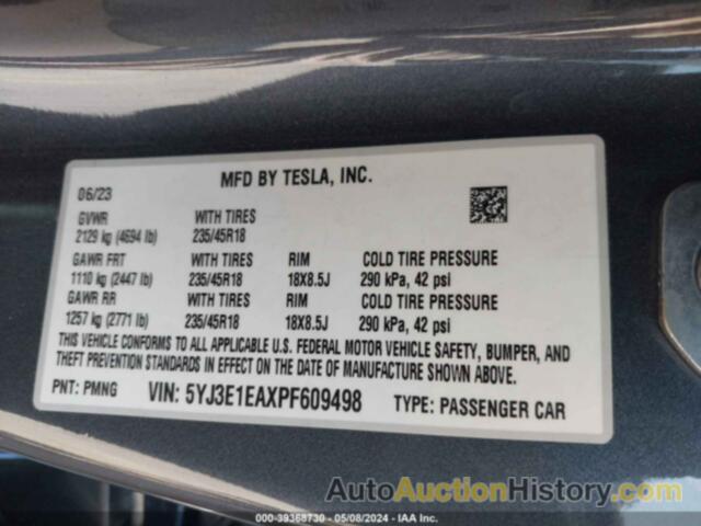 TESLA MODEL 3, 5YJ3E1EAXPF609498