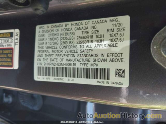 HONDA CR-V AWD EX-L, 2HKRW2H82MH606419