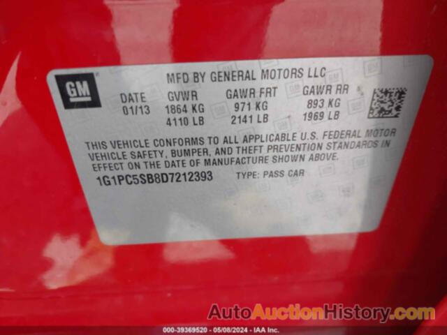 CHEVROLET CRUZE 1LT AUTO, 1G1PC5SB8D7212393