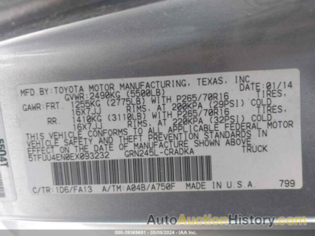 TOYOTA TACOMA BASE V6, 5TFUU4EN0EX093232