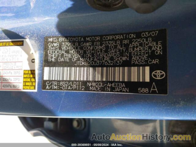 TOYOTA PRIUS TOURING, JTDKB20U377632137