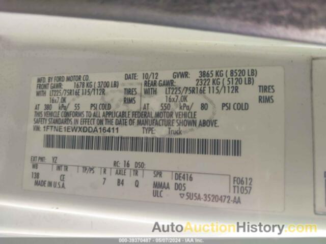 FORD E-150 COMMERCIAL, 1FTNE1EWXDDA16411