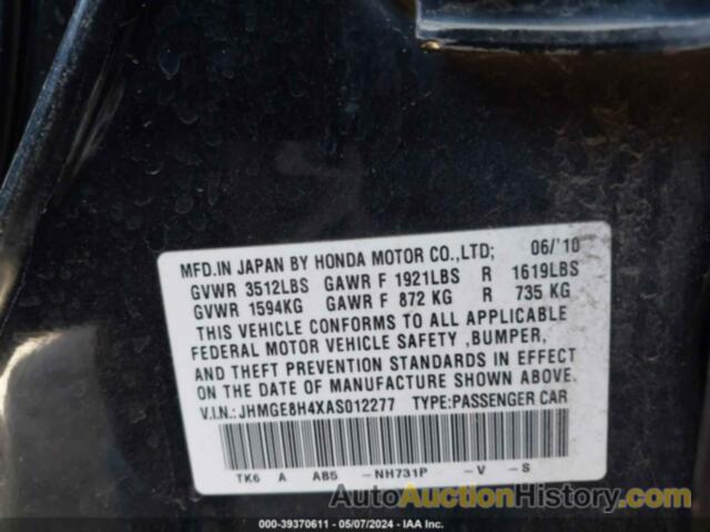 HONDA FIT SPORT, JHMGE8H4XAS012277