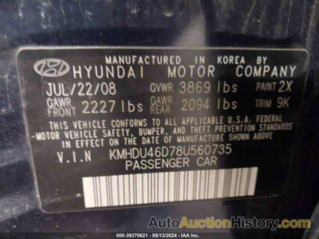 HYUNDAI ELANTRA GLS/SE, KMHDU46D78U560735