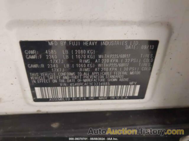 SUBARU OUTBACK 2.5I, 4S4BRCAC3E3234885